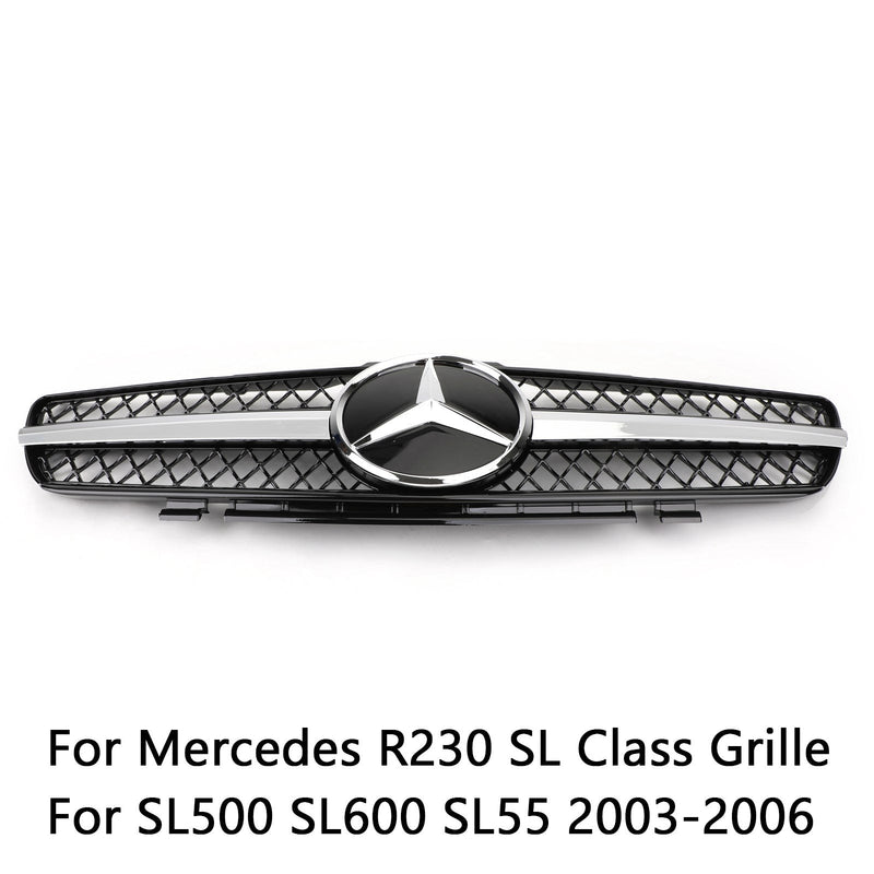 Sort erstatningsgrill for R230 SL500 SL600 2003-2006 Mercedes