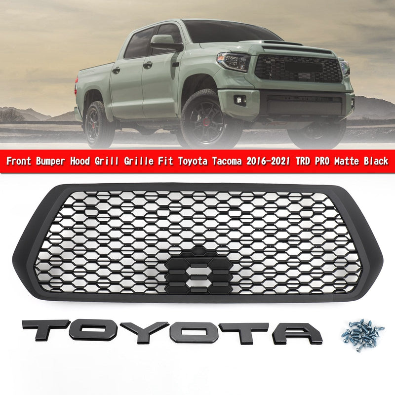 2016-2023 TRD PRO Mattsvart Toyota Tacoma Front Bumper Huv Grill Grill Generic