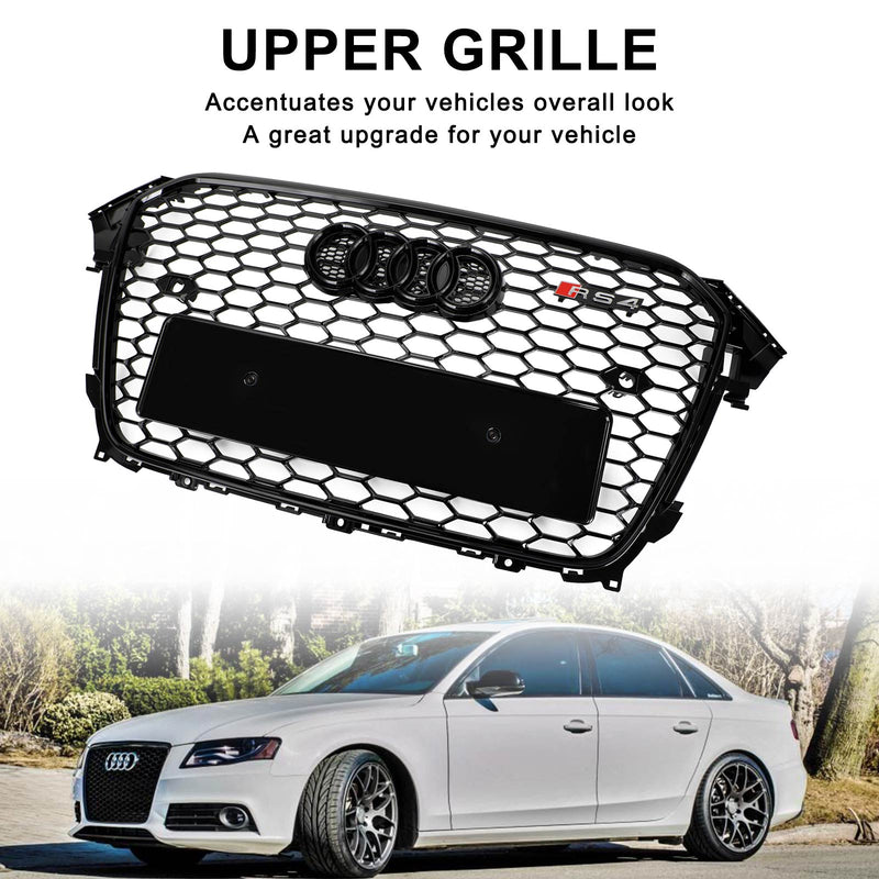 Glanssvart RS4-stil frontstøtfangergrill for Audi A4 S4 2013-2016