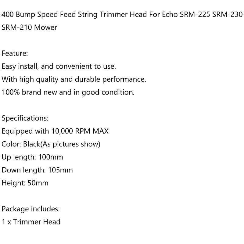 400 Bump Speed Feed Trimmerkopf für Echo SRM-225 SRM-230 SRM-210 Mäher