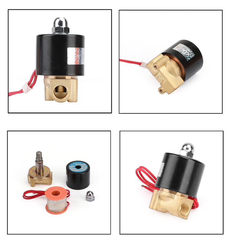 1/4" DC 12 V, mosiądz, normalnie zamknięty, elektryczny zawór elektromagnetyczny BSP Gaz, Woda Powietrze N/C