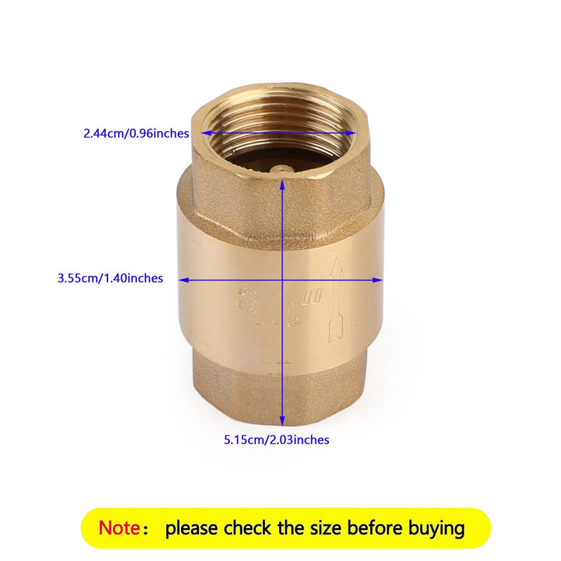 Zawór zwrotny DN15/DN20 NPT Inline, mosiężny, sprężynowy, 200PSI