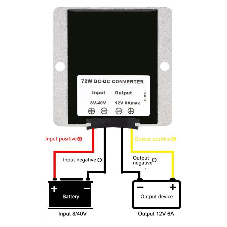 8-40V til 12V 6A DC spenningsstabilisator 72W bilstrømforsyningsregulator Vanntett