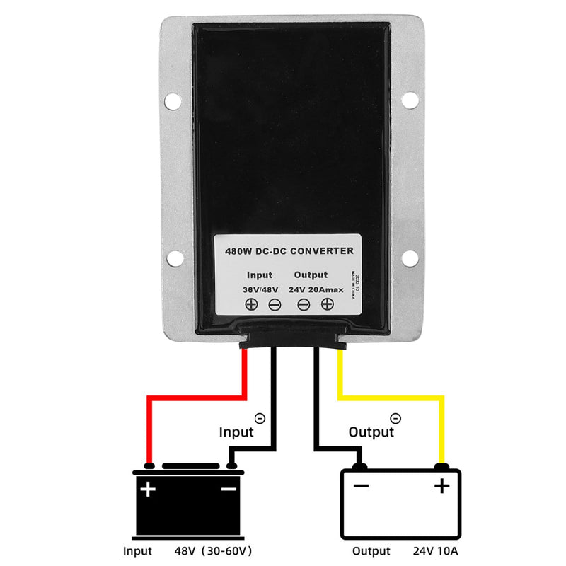 Vedenpitävä 48 V - 24 V 20 A DC/DC tehonmuuntimen säädin