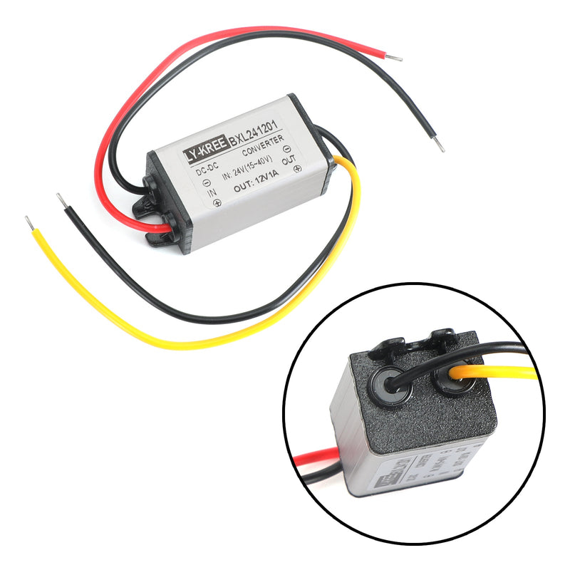 DC Buck Converter 24V a 12V 1/2/3/5A módulo de fonte de alimentação à prova d'água