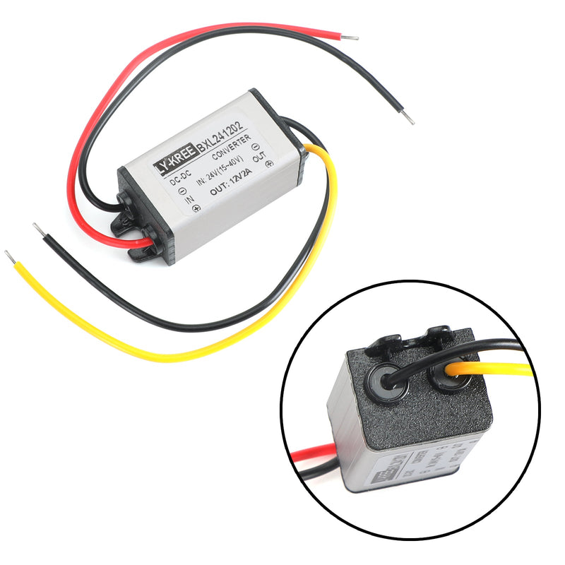 DC Buck Converter 24V a 12V 1/2/3/5A módulo de fonte de alimentação à prova d'água