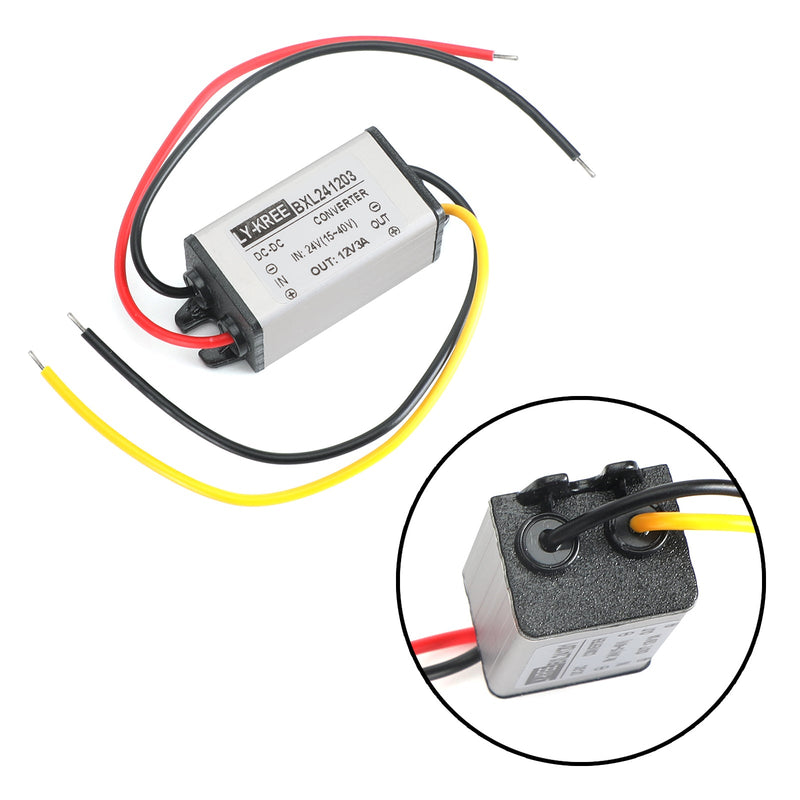 DC Buck Converter 24V til 12V 1/2/3/5A vanntett strømforsyningsmodul