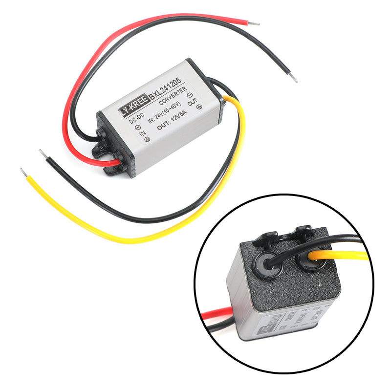 DC Buck Converter 24V a 12V 1/2/3/5A módulo de fonte de alimentação à prova d'água