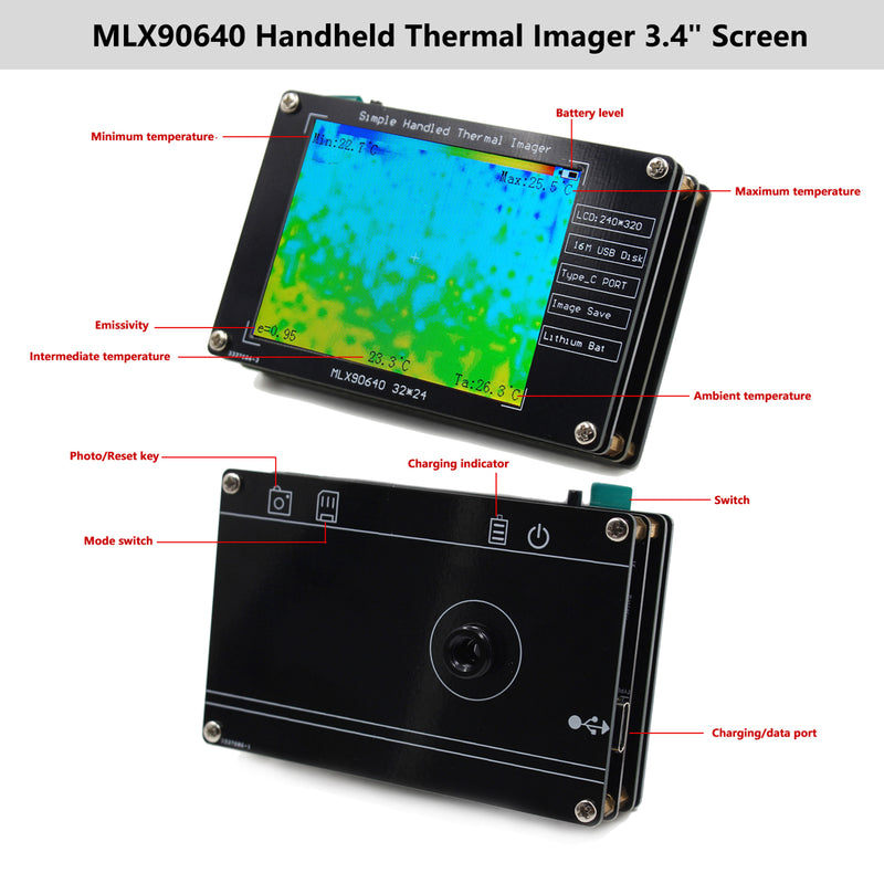 MLX90640 2,8" câmera de imagem térmica Câmera de imagem térmica para reparos eletrônicos