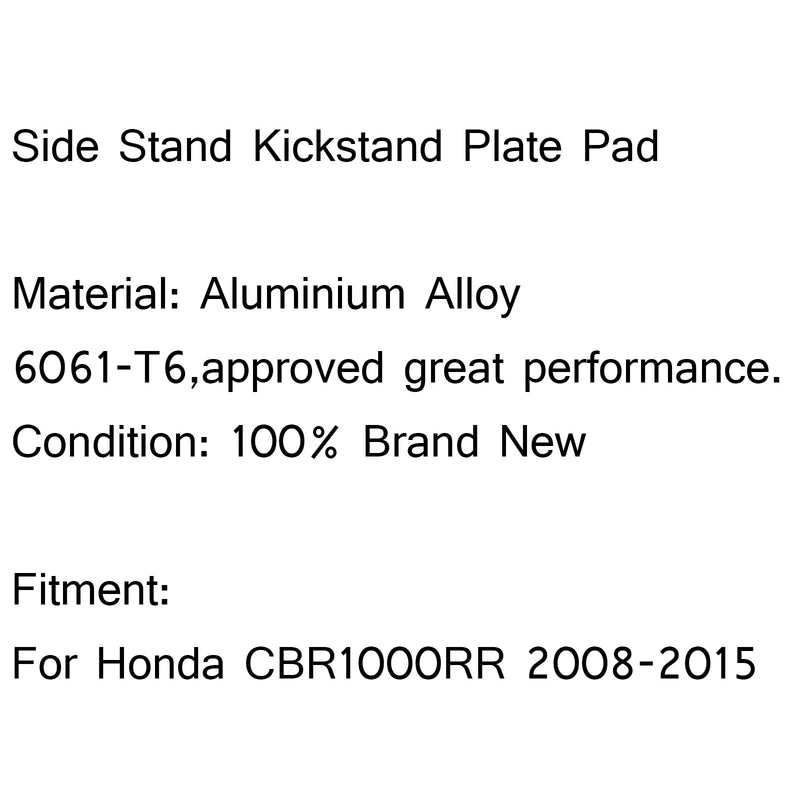 Almohadilla de placa de soporte lateral para Honda CBR1000RR 2008-2015 genérico