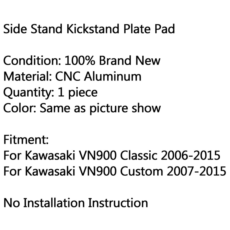 Sidestøtte støtteplate fotpute for Kawasaki VN900 CLASSIC CUSTOM Generic