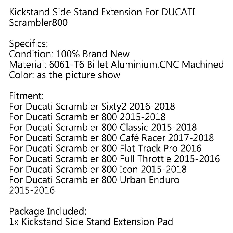 Seitenständerplatten-Verlängerungspolster für Ducati Scrambler 800 2015-2017 Generic