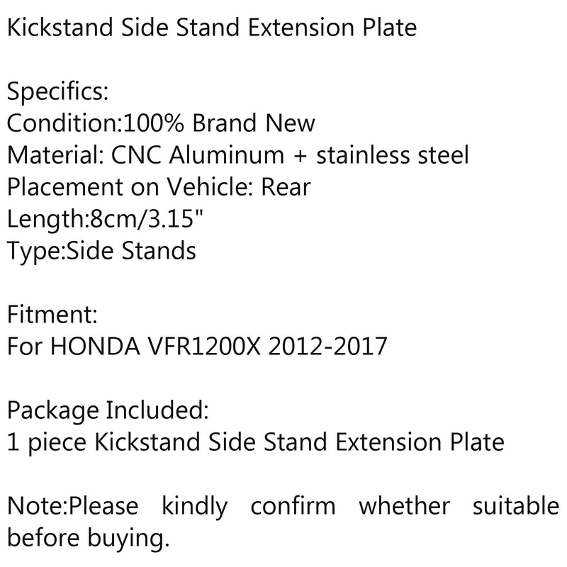 Kickstand Sidestand Stand Extension Enlarger Pad für Honda VFR1200X 2012-2017