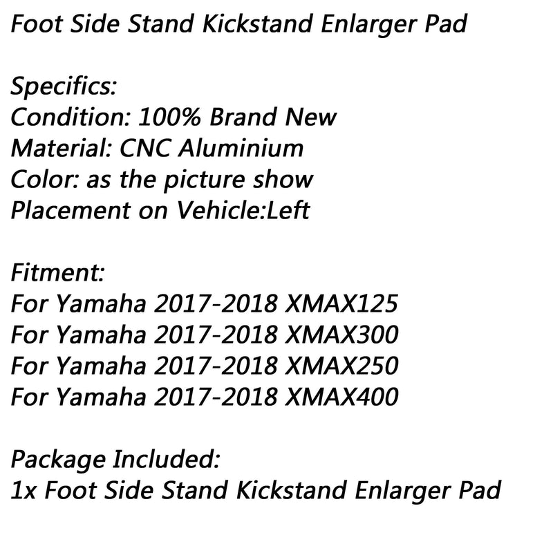 Fotsidestøtteplatestøtte for forlengelsespute for Yamaha 17-18 XMAX300 400 250 125 Generisk