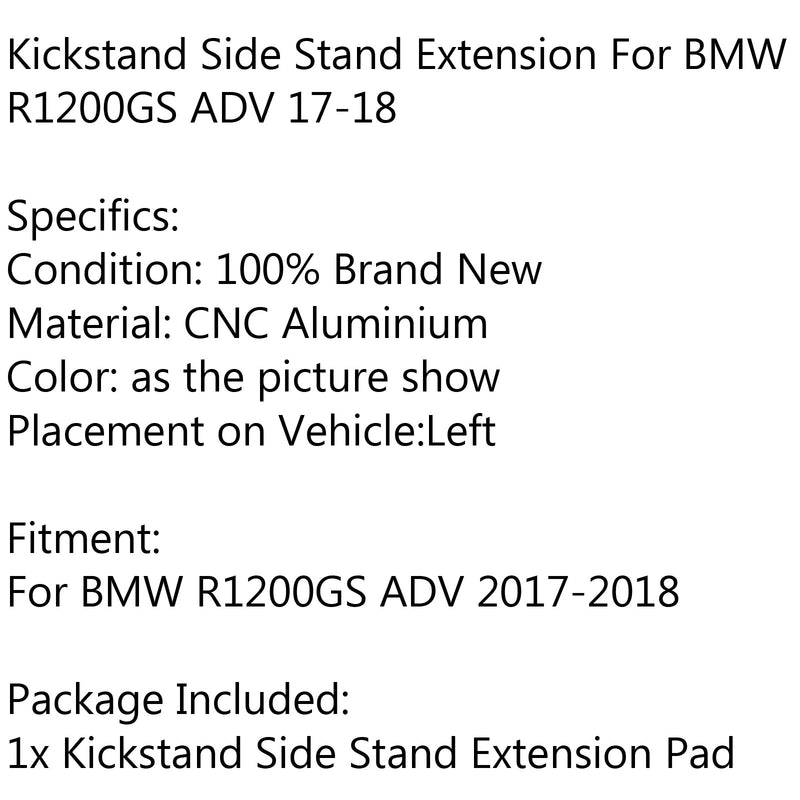 CNC sidestativ plate forlengelsespute for BMW R1200 GS ADV 2017-2018 Generisk
