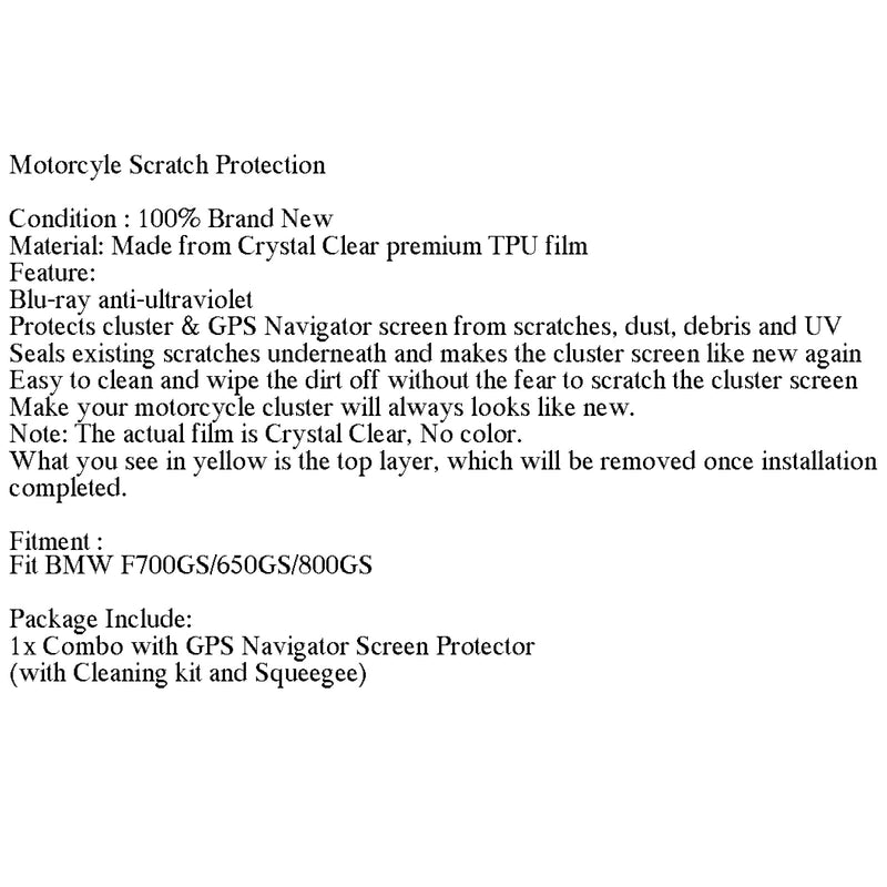 Protector de pantalla de grupo de película de protección contra arañazos para BMW F700GS/650GS/800GS genérico