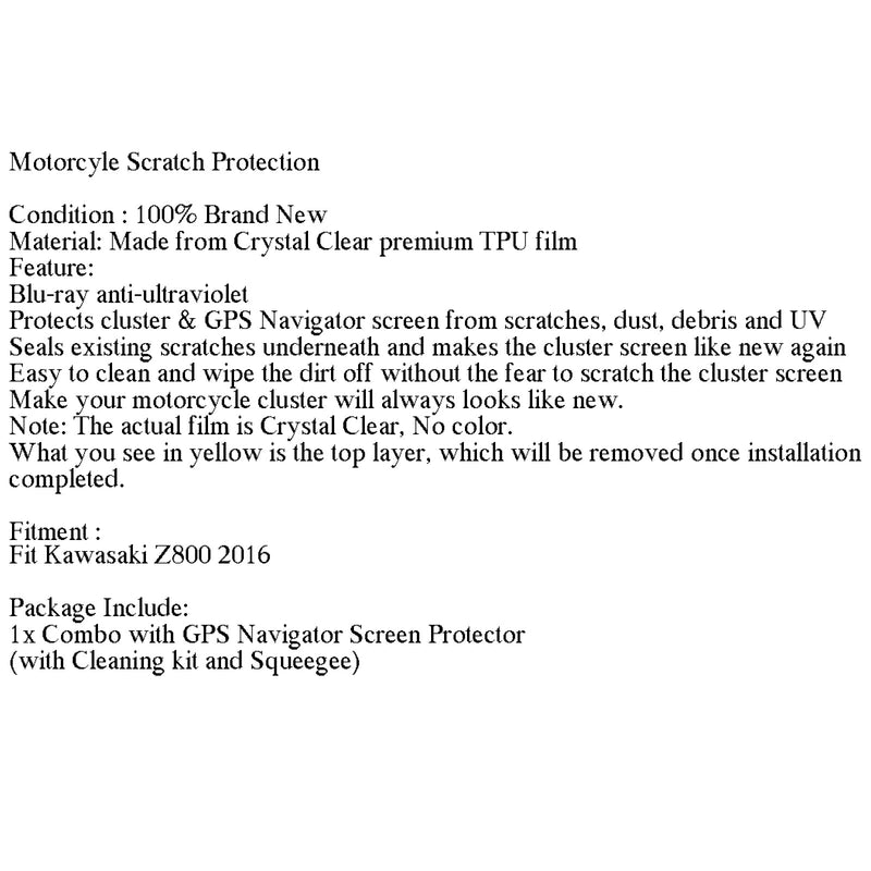 Speedometer Cluster Ripebeskyttelse Film Skjermbeskytter Passer Kawasaki Z800 Generisk