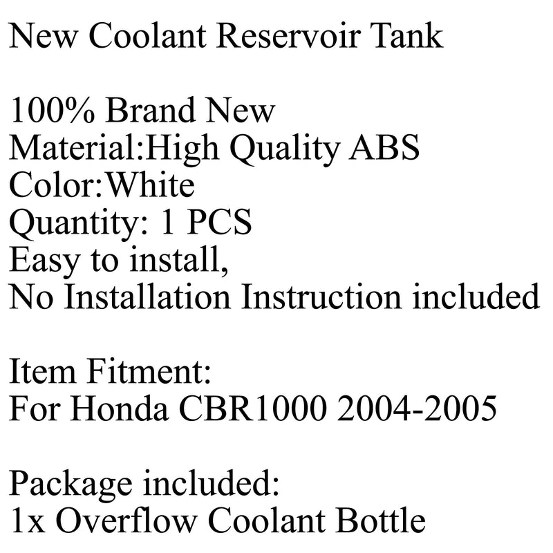 Kühler-Kühlmittel-Überlaufbehälter Kühlmittel-Reserveflasche für Honda CBR1000RR 04-05 Generic