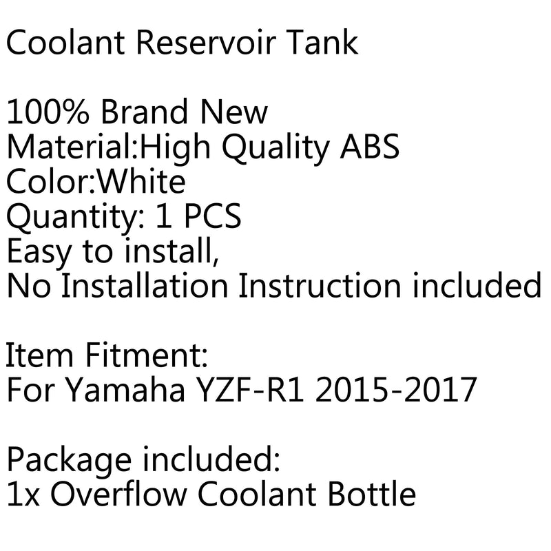 Garrafa de transbordamento do radiador de refrigerante Garrafa de reserva de refrigerante para Yamaha YZF-R1 15-17 Genérico