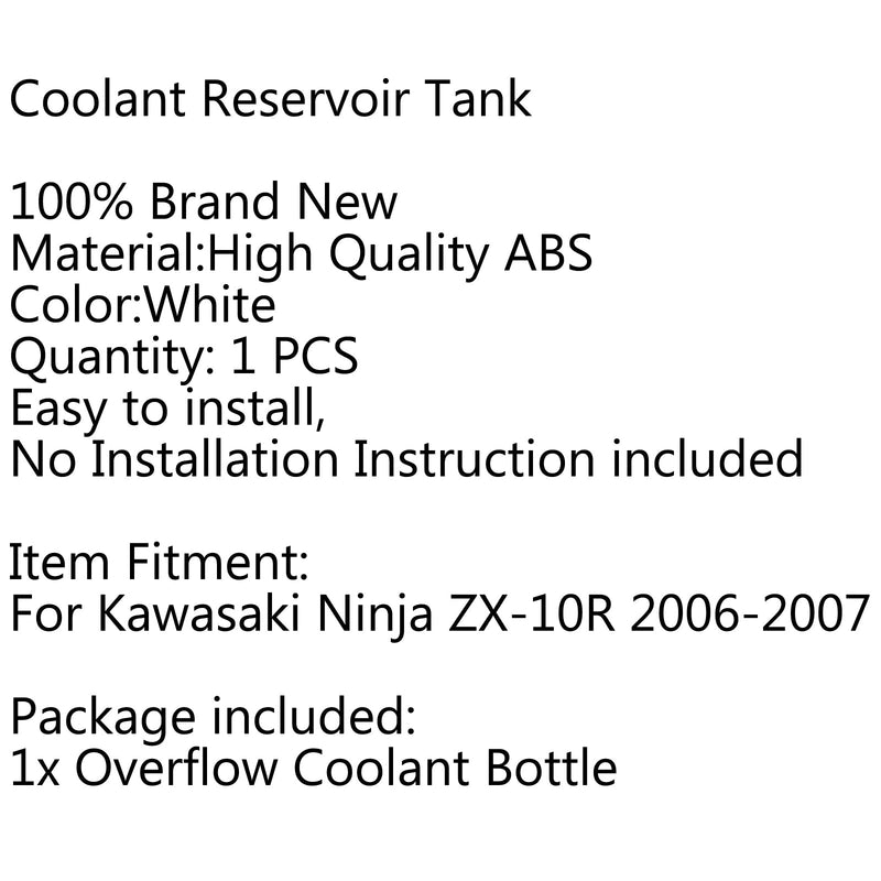 Kjølevæske Radiator Overflow Tank for Kawasaki Ninja ZX-10R 2006-2007 Generisk