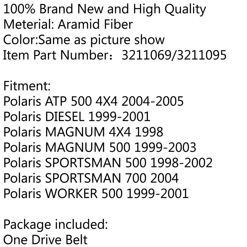 Correa de transmisión para Polaris ATP 500 4X4 04-05 MAGNUM 4X4 500 SPORTSMAN 700 3211095 Genérico