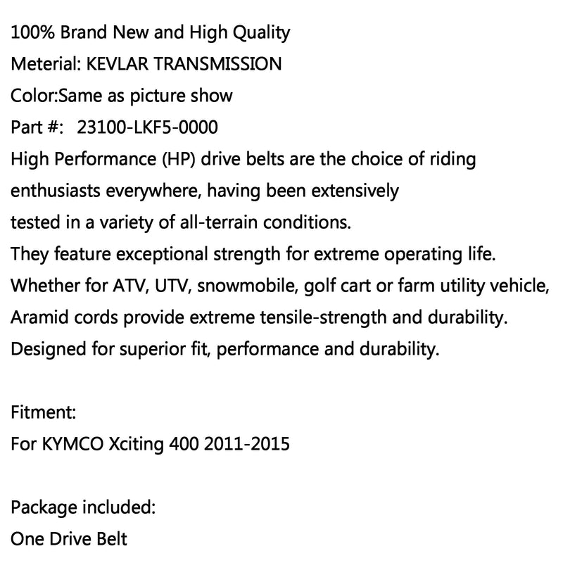 Correa de transmisión CVT para KYMCO Xciting 400 2011-2015 2014 2013 Genérico