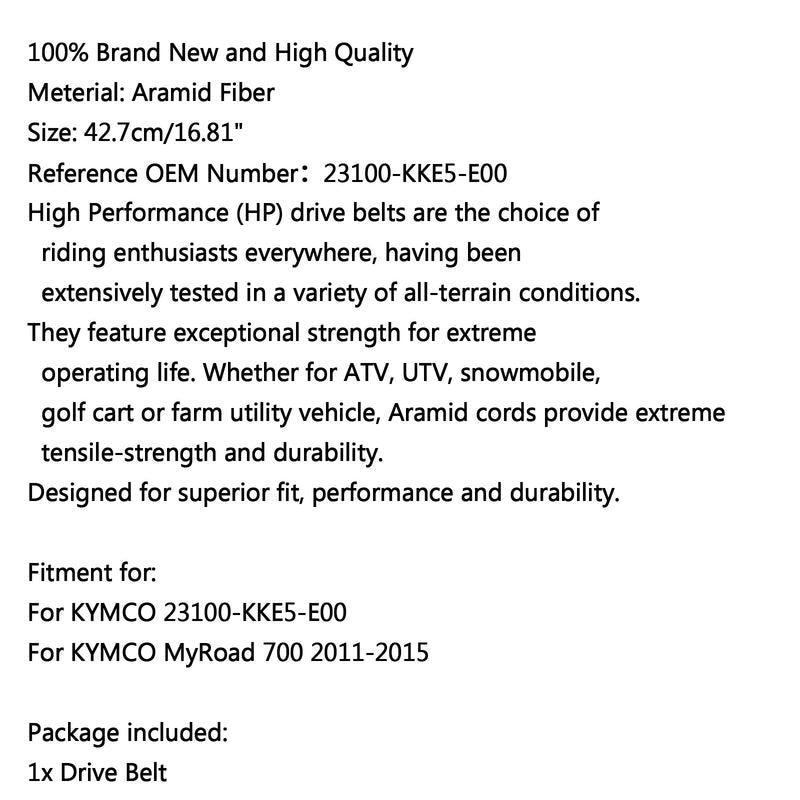 Pasek napędowy 23100-KKE5-E00 do Kymco Myroad 700 2011-2015 2012