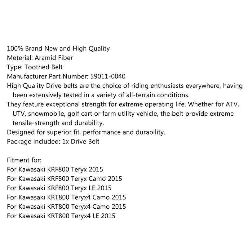 Correia de transmissão 59011-0040 para Kawasaki KRF800 Teryx 800 Teryx4 Camo 2015 Genérico