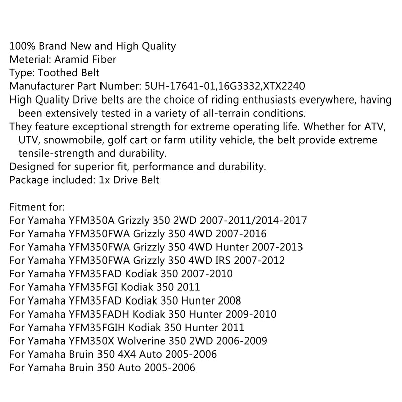 Vetohihna XTX2240 Yamaha Grizzly 350 4WD -Jger Kodiak Bruin 4x4 YFM350A