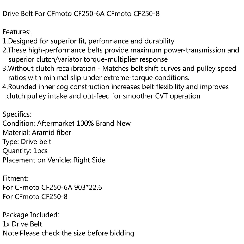 Käyttöhihna CFMOTO CF250-6A 903.22.6 Cfmoto CF250-8 Generic