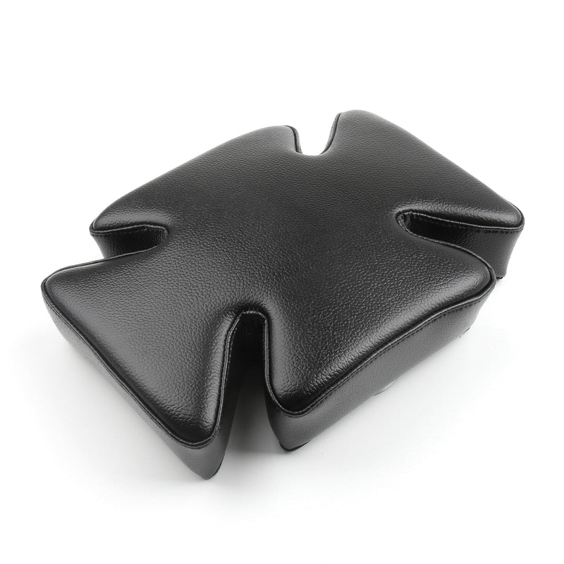 Black Pillion Cross Pad Seat 5 Suction Cups for Custom Chopper Dyna