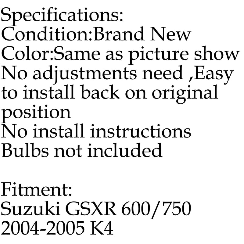 Conjunto de farol dianteiro para Suzuki GSXR 600/750 2004-2005 K4 genérico