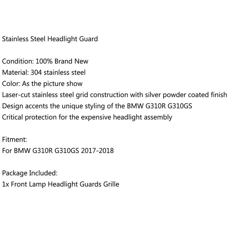 Frontlykt grill beskyttelsesdeksel beskyttelsesfilm for BMW G 310 GS 2017-2018 Generisk