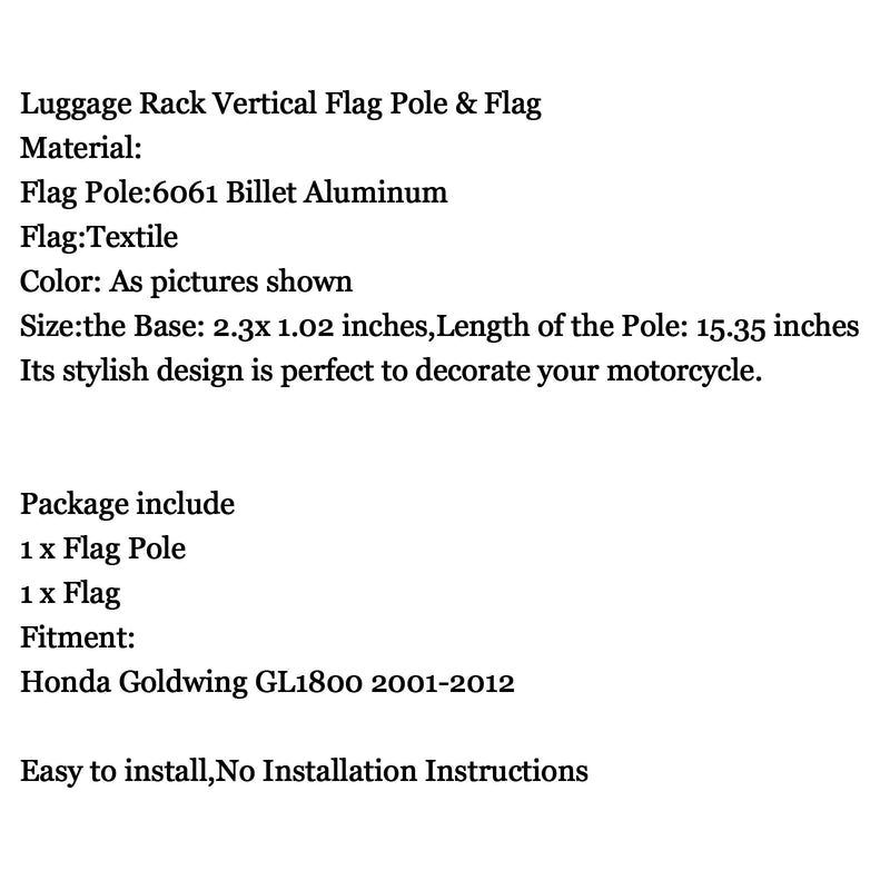 Gepäckträger Vertikaler Fahnenmast Deutschland UK USA Für Honda GoldWing GL1800 01-12 Generic