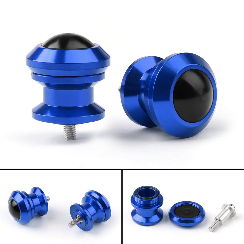 Pair 6mm Swingarm Sliders Spools For Yamaha MT1 MT9 YZF-R3 R1 MAX 53 Blue