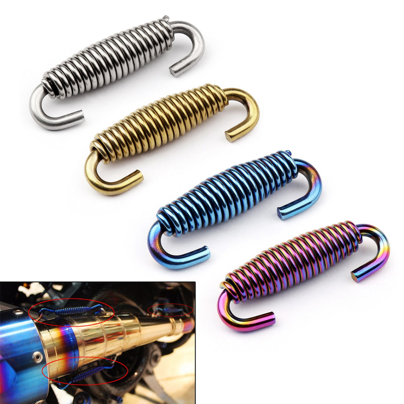 Motorcycle Exhaust Pipe Muffler Tip Silencer Stainless Steel Spring Hooks