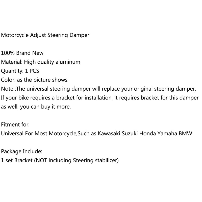Universal styredemper stabilisator Lineær passform Yamaha Honda Kawasaki Suzuki Generisk
