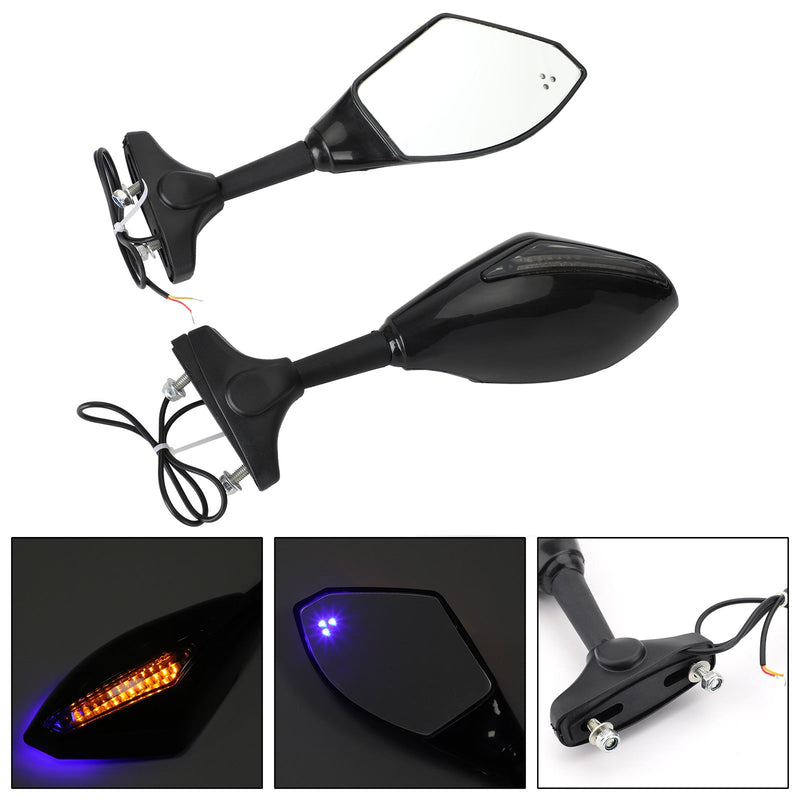 Paar LED -Spiegel für Suzuki GSXR 600 750 1000 Hayabusa GSF SV Katana TL1000R Schwarz