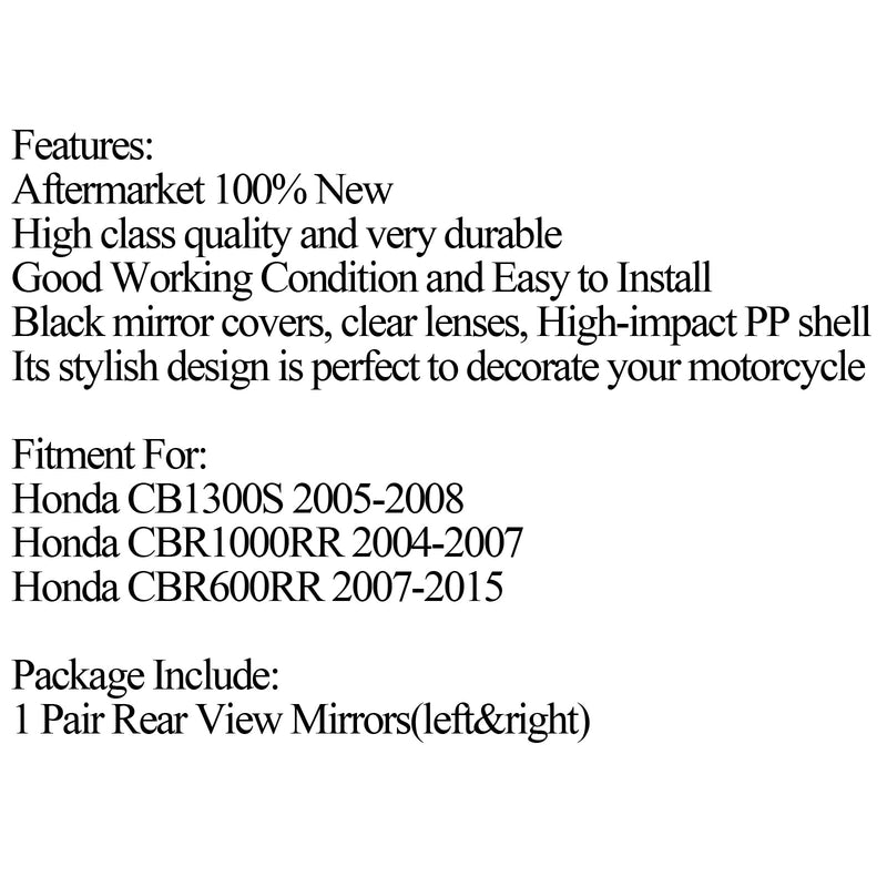 Rückspiegel für HONDA CBR600RR 2003–2014 CBR 1000 RR 2004–2007 Seite schwarz generisch