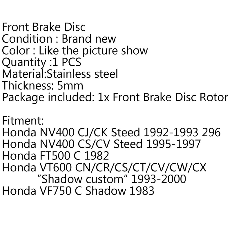 Etujarrulevy Honda NV400 CJ/CK Steed VT600 93-00 VF750 C Shatten generic