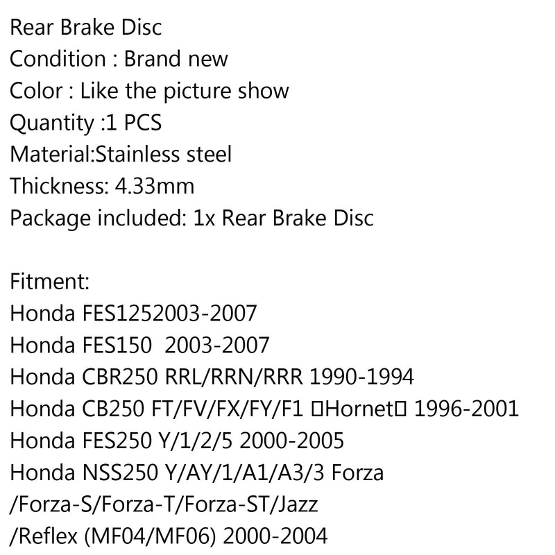 Disco de freio traseiro para Honda CB250 FES250 CB400 CB500 CB750 CB900 NSS250 Genérico