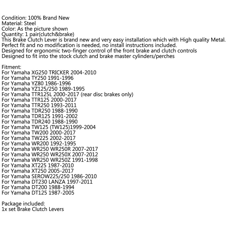 Pivot motor terenowy dźwignia hamulca sprzęgła dla Yamaha XG250 TY250 YZ80 YZ80 TTR 125 250 Generic