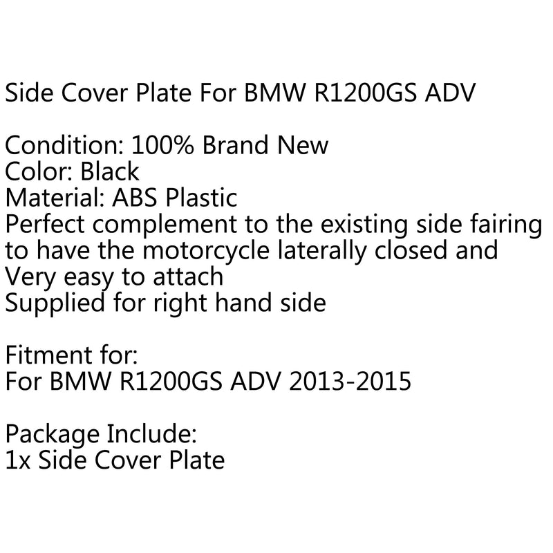 Placa cubierta lateral marco derecho panel lateral para BMW R1200GS ADV 2013-2015 Generic