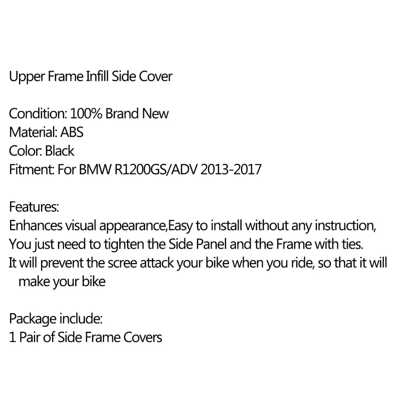Juego de paneles laterales de relleno de marco superior de motocicleta, película protectora para BMW R1200GS genérico