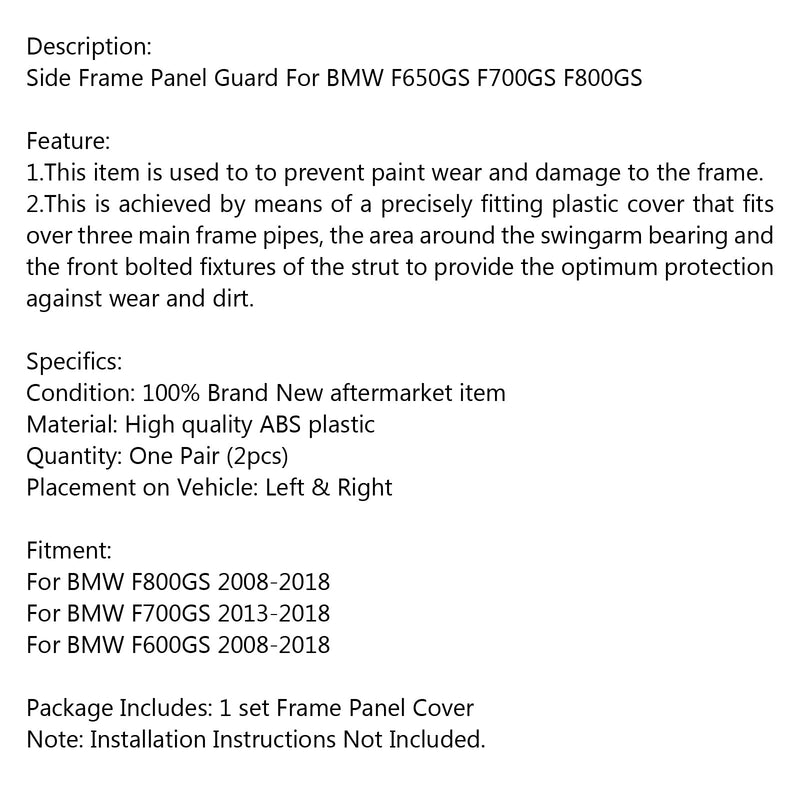 Proteção lateral da tampa do quadro para BMW F650GS F700GS F800GS F 650 700 800 GS Generic