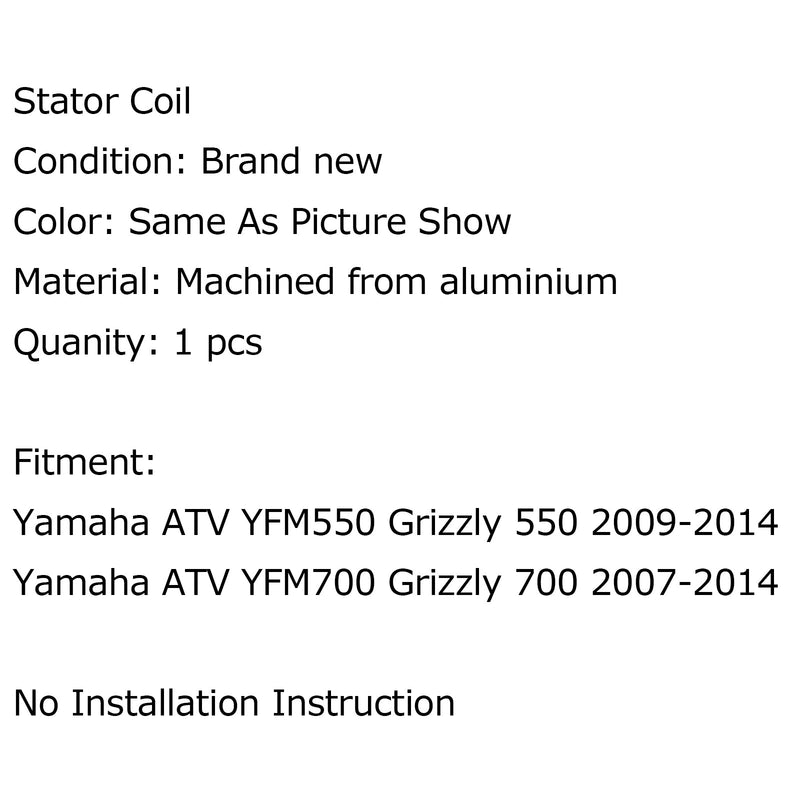 Estator generador adecuado para Yamaha YFM GRIZZLY 550/700 07-21 KODIAK 700 2019-2021 Genérico