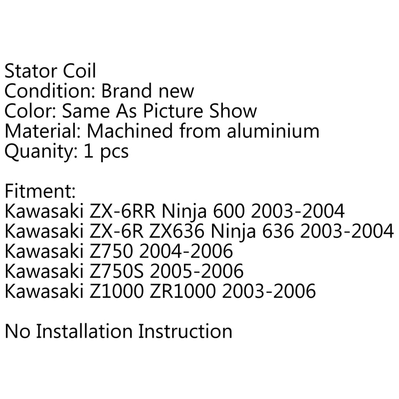 Bobina do estator para Kawasaki ZX-6RR ZX-6R ZX636 Ninja Z1000 ZR1000 Z750 21003-0001 Genérico
