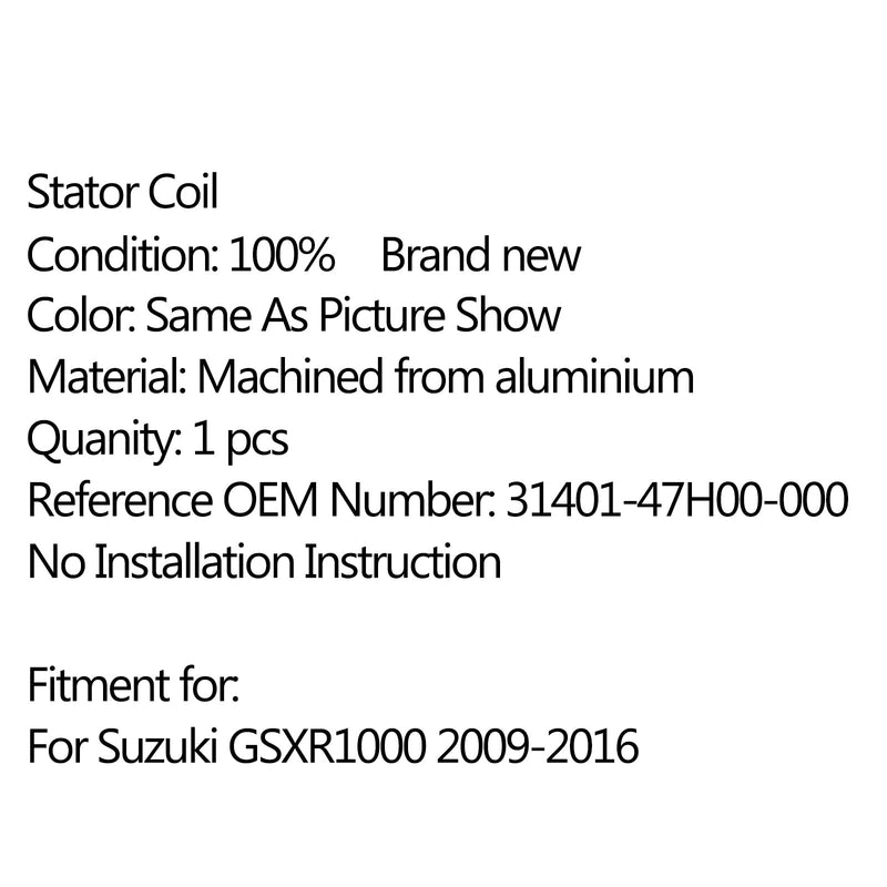 Bobina del estator del motor del generador magnético 31401-47H00-000 para Suzuki GSXR1000 (09-16) genérico
