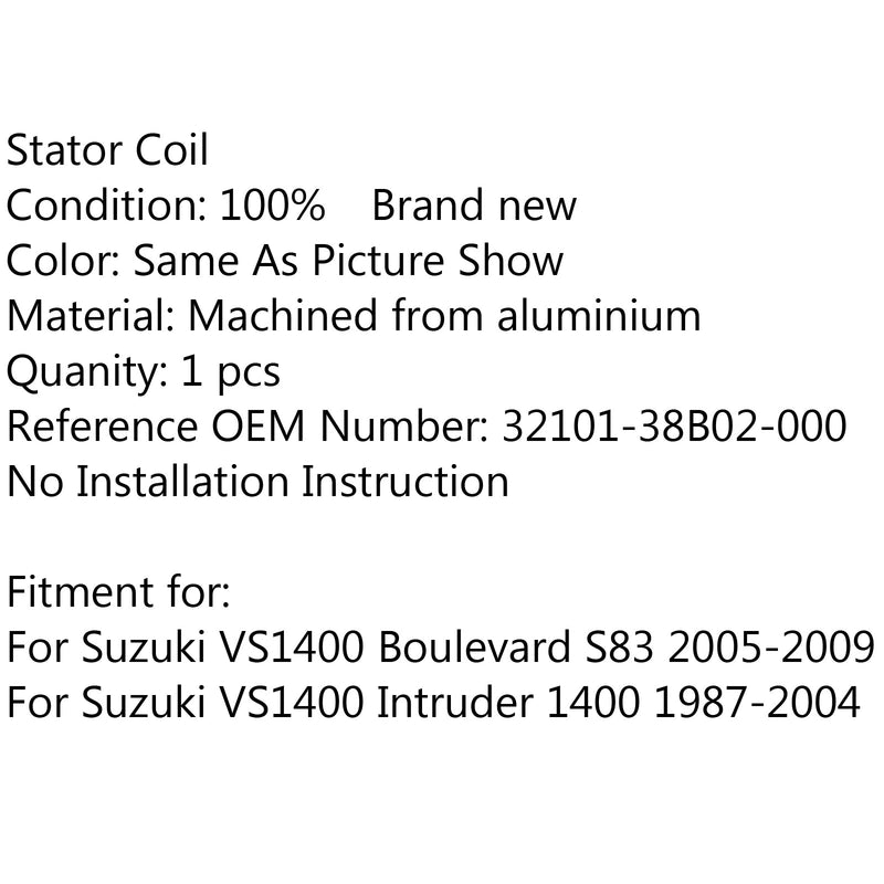 Bobina do estator do gerador magnético para Suzuki VS1400 Boulevard S83 invasor 1400