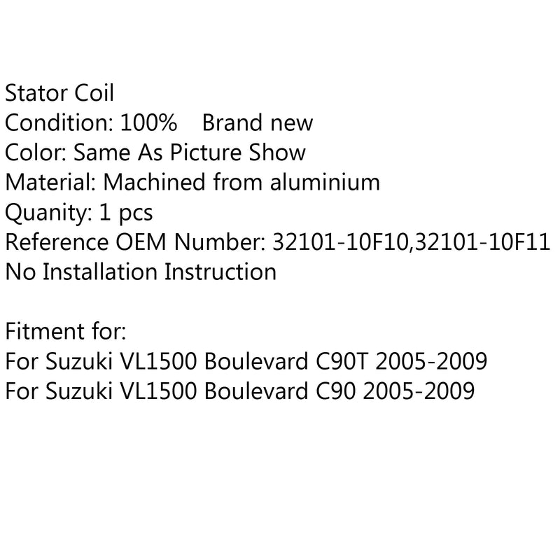 Magneto Generator Statorspule für Suzuki VL 1500 Boulevard C90T C90 (05–2009) Generic